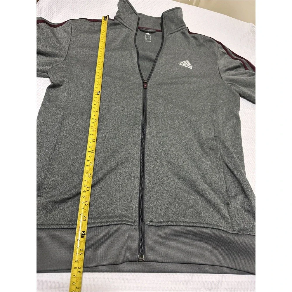 Adidas Essentials 3 Stripes Full Zip Track Jacket Mens S Gray Sweatshirt Soccer